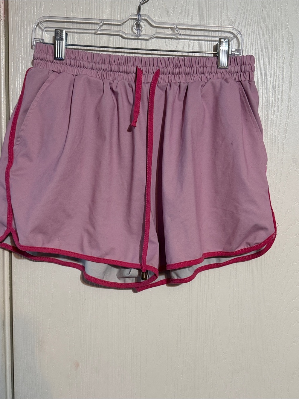 Light Pink Athletic Running Shorts with Contrast Trim